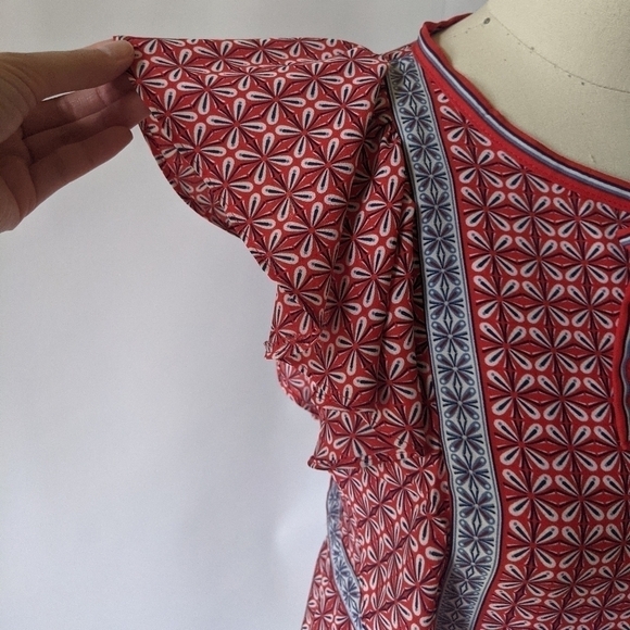 NWT Max Studio Flutter Sleeve Tiered Midi Dress XS 70s Bohemian Cottagecore - Picture 6 of 10